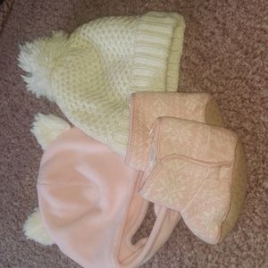 Baby Pink Bear Toboggan and Fair Isle Booties